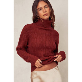 Cable Turtle Neck Sweater - Wedges And Wide Legs Boutique