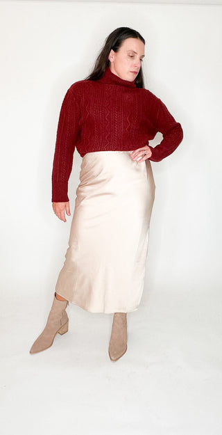 Cable Turtle Neck Sweater - Wedges And Wide Legs Boutique