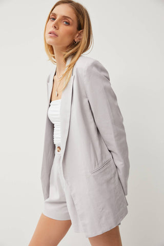 Classic Open Linen Blazer - Wedges And Wide Legs Boutique