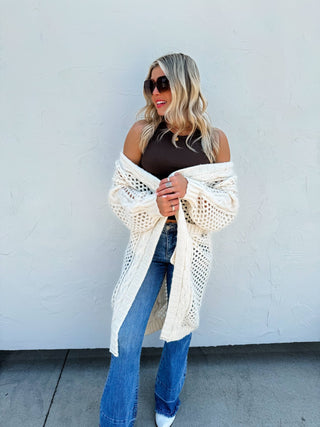 Crochet Knit Cardigan | 2 Colors - Wedges And Wide Legs Boutique