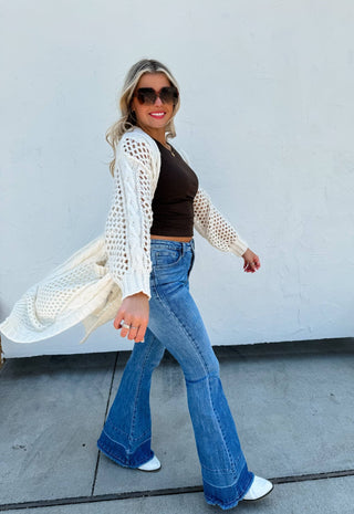 Crochet Knit Cardigan | 2 Colors - Wedges And Wide Legs Boutique