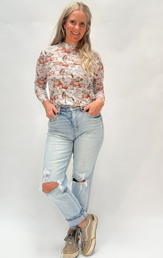 Distressed High Rise Straight Denim Jean - Wedges And Wide Legs Boutique