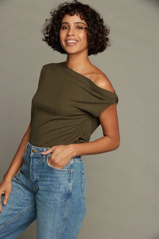 Evergreen Ease Drop Shoulder Top - Wedges And Wide Legs Boutique