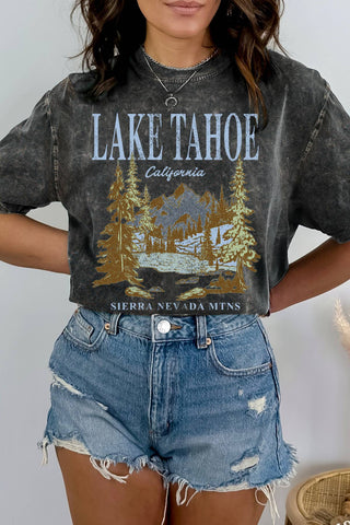 Lake Tahoe Vintage Mineral Wash Tee - Wedges And Wide Legs Boutique