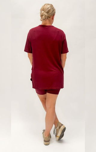 Maroon Ribbed Set - Wedges And Wide Legs Boutique