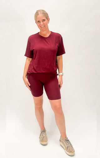 Maroon Ribbed Set - Wedges And Wide Legs Boutique