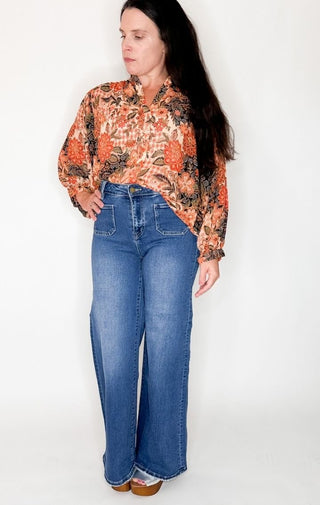 Paisley Batwing Blouse - Wedges And Wide Legs Boutique