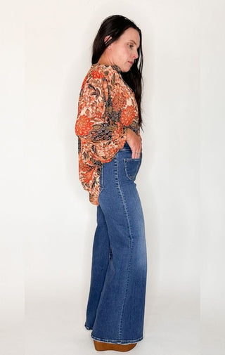 Paisley Batwing Blouse - Wedges And Wide Legs Boutique