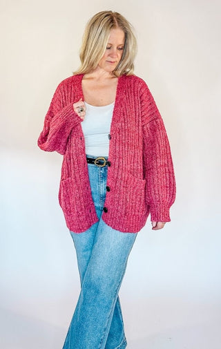 Pretty In Pink Sweater Cardigan - Wedges And Wide Legs Boutique