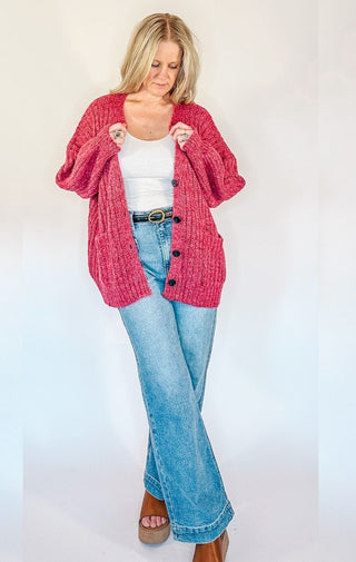 Pretty In Pink Sweater Cardigan - Wedges And Wide Legs Boutique