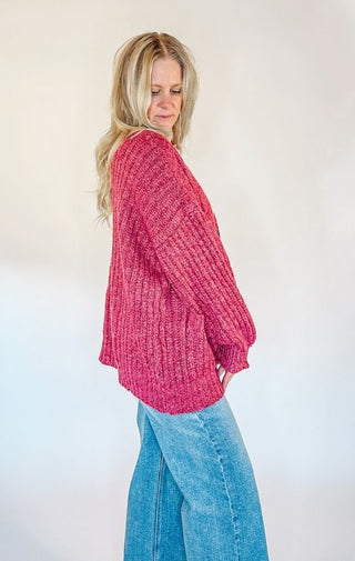 Pretty In Pink Sweater Cardigan - Wedges And Wide Legs Boutique