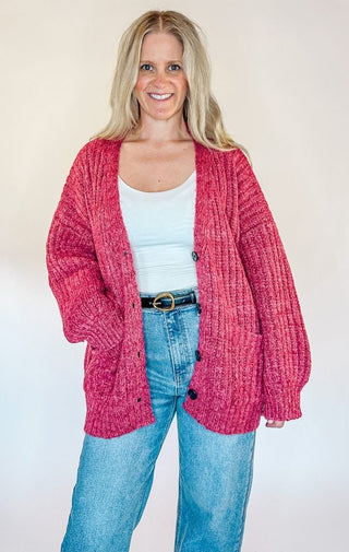 Pretty In Pink Sweater Cardigan - Wedges And Wide Legs Boutique