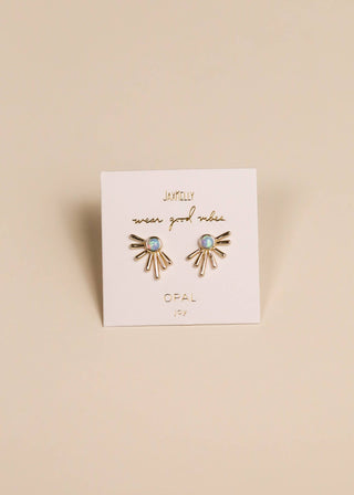 Sun Ray Fire Opal Gold Earrings - Wedges And Wide Legs Boutique