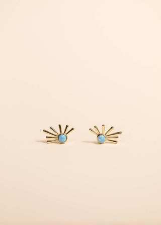 Sun Ray Fire Opal Gold Earrings - Wedges And Wide Legs Boutique