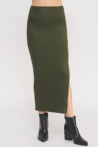 The Slip - On Slit Skirt | Black - Wedges And Wide Legs Boutique