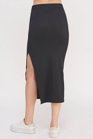 The Slip - On Slit Skirt | Black - Wedges And Wide Legs Boutique