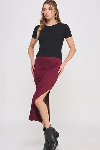 The Slip - On Slit Skirt | Black - Wedges And Wide Legs Boutique