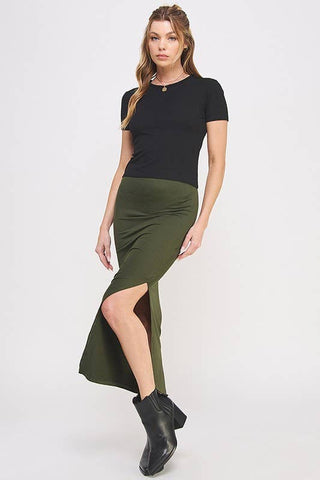 The Slip - On Slit Skirt | Black - Wedges And Wide Legs Boutique