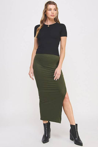 The Slip - On Slit Skirt | Black - Wedges And Wide Legs Boutique