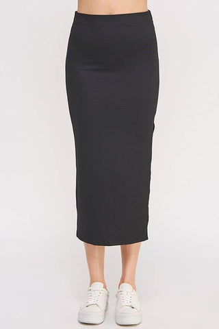 The Slip - On Slit Skirt | Black - Wedges And Wide Legs Boutique