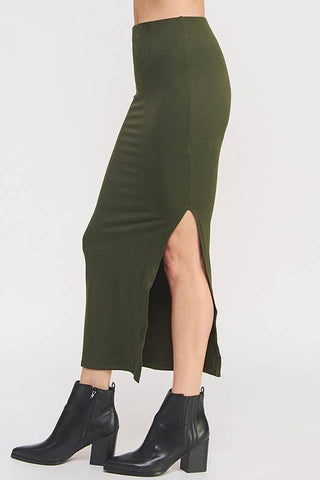 The Slip - On Slit Skirt | Black - Wedges And Wide Legs Boutique