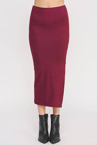 The Slip - On Slit Skirt | Burgandy - Wedges And Wide Legs Boutique