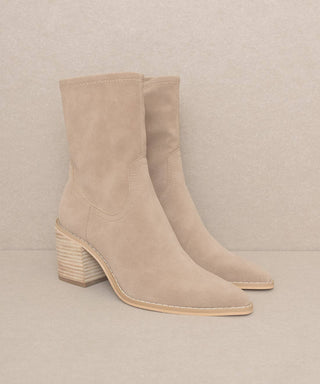 The Vienna Cedar Wood | Sleek Ankle Hugging Bootie - Wedges And Wide Legs Boutique