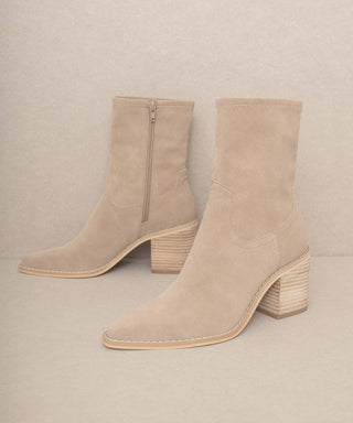 The Vienna Cedar Wood | Sleek Ankle Hugging Bootie - Wedges And Wide Legs Boutique