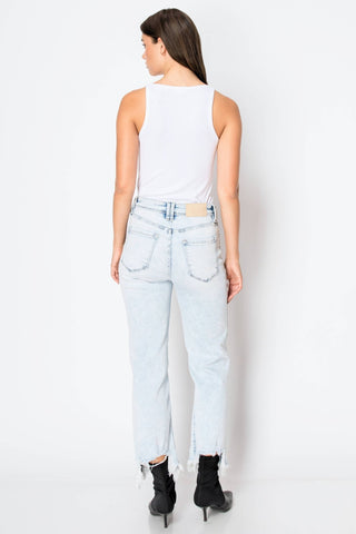 Tummy Control Lux Distressed Jeans - Wedges And Wide Legs Boutique