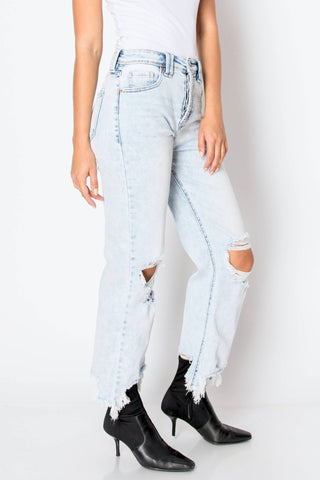 Tummy Control Lux Distressed Jeans - Wedges And Wide Legs Boutique