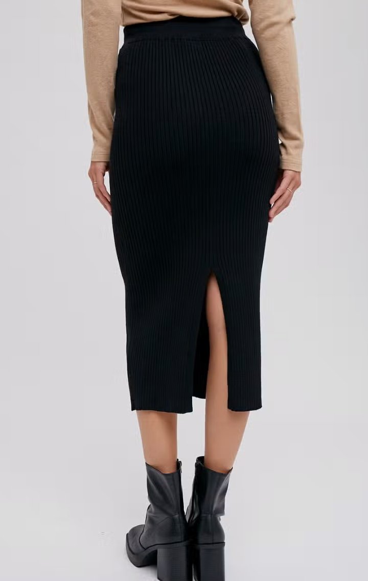 Ribbed Knit Midi Skirt